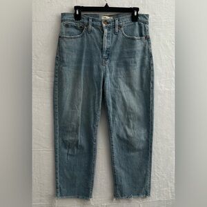 Madewell Classic Straight Jeans Sz 29 Light Wash Raw Hem Denim